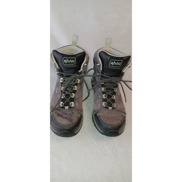 Ahnu Montara Hiking Boots Womens 5.5 Waterproof Leather Blue Gray Vibram Outsole - Picture 3 of 11